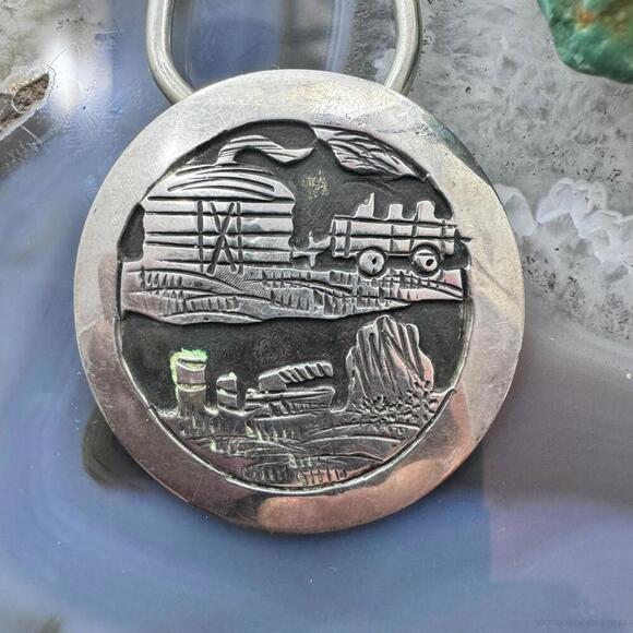 Vintage Tillie Jon Native American Sterling Silver Overlay Rez Life Keyring - Picture 5 of 10
